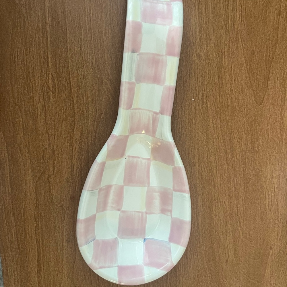 Mckenzie Childs Rosy Court Checkered Spoon Rest